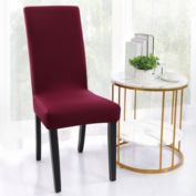 PiccoCasa Solid/Pure Dining Chair Covers Stretch Chair Cover, Dining Room Chair Cover Stretch Removable Chair Slipcovers, Burgundy, 4 Pieces