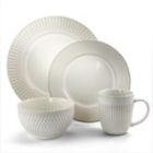 Alternate image 1 for Elama Market Finds 16 Piece Round Stoneware Dinnerware Set in Embossed White