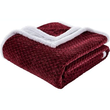 Sheridan Ultra Plush and Cozy Braided Sherpa Blanket - King  (108" x 90") Burgundy. View a larger version of this product image.