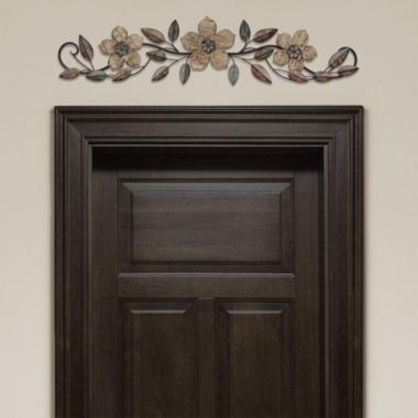 HomeRoots Home Decor Floral and Espresso Wood Over The Door Metal Wall Decor - 321060. View a larger version of this product image.
