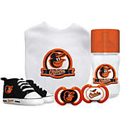 BabyFanatics Sports Themed 5 Piece Gift Set With Bib, Pacifiers, Prewalkers & Bottle - Baltimore Orioles MLB - For Boys & Girls