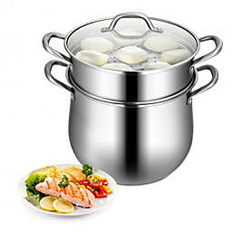 Adawe-Store Good Helper In The Kitchen 2-Tier Stainless Steel Steamer Pot Saucepot