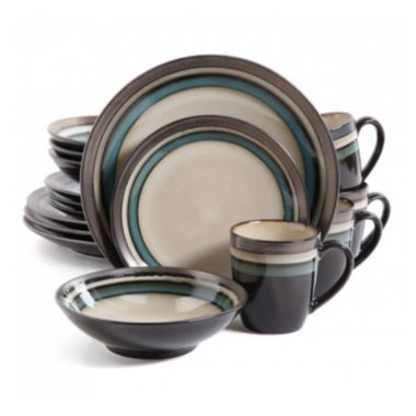 Gibson Elite Lewisville 16-Piece Dinnerware Set, Teal. View a larger version of this product image.