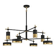 Savoy House Ashor 8-Light LED Chandelier in Matte Black with Warm Brass Accents