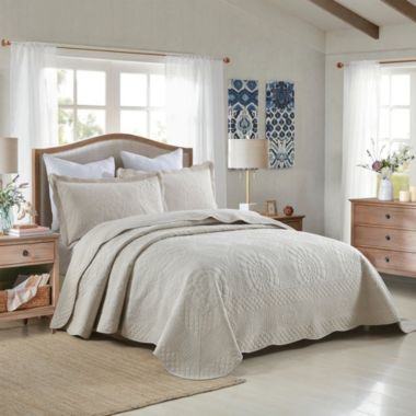 MarCielo 3-Piece 100% Cotton Oversized Bedspread Set Coverlet Set Lightweight Quilt Set Embroidery Farmhouse Bedding Set TF. View a larger version of this product image.