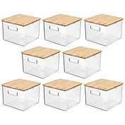 mDesign Plastic Kitchen Food Storage Bin with Lid - Clear/Bamboo Lid