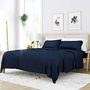 100% Rayon From Bamboo Deep Pocket Sheet Set Silky Soft Bedding, Queen - Navy