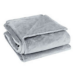 PiccoCasa Flannel Fleece Blanket for Couch and Bed, Soft Lightweight Plush Microfiber Bed or Couch Blanket Throws for Sofa, Light Gray Full