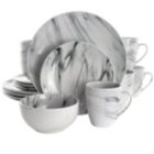 Alternate image 0 for Elama Fine Marble 16 Piece Stoneware Dinnerware Set in Black and White