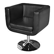 vidaXL Armchair with Chrome Base Black Faux Leather