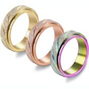 GoodMerchan - Both Men and women's Spinner Fidget Ring Set - Colorful, 3 Pieces - Stylish Spinner Ring Set
