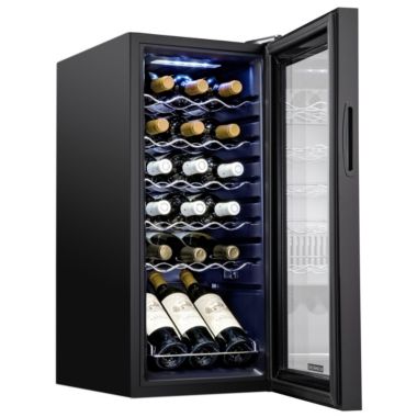 SCHMECKE 18 Bottle Compressor Wine Cooler Refrigerator w/Lock - Large Freestanding Wine Cellar - 41f-64f Digital Temperature Control Wine Fridge For Red, White, Champagne or Sparkling Wine - Black. View a larger version of this product image.
