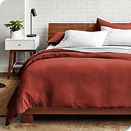 Bare Home Washed Duvet Cover and Sham Set - Premium 1800 Ultra-Soft Brushed Microfiber - Hypoallergenic, Stain Resistant (Sandwash Rosewood, Queen)