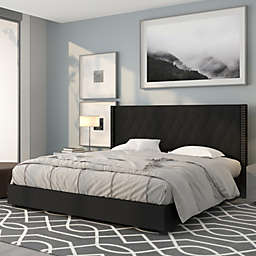 Flash Furniture Riverdale King Size Tufted Upholstered Platform Bed in Black Fabric