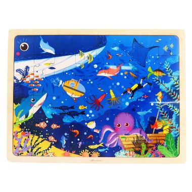 Leo & Friends Underwater Kid's Puzzle, 48-Pieces for 3-Years-Old+ Promotes Dexterity, Problem-Solving, and Creativity Durable Wooden Puzzle Kit, Educational Gift for Kids Ages 3-6. View a larger version of this product image.