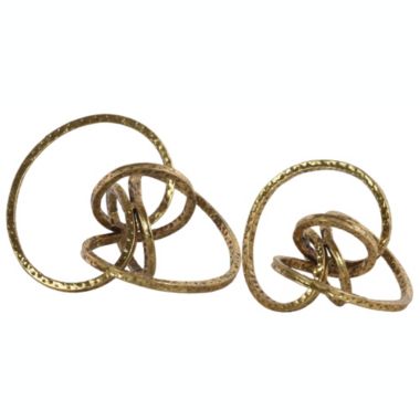 Urban Trends Collection Metal Curl Abstract Sculpture Set of Two Metallic Finish Gold. View a larger version of this product image.