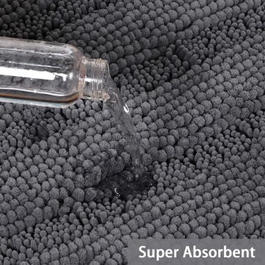 PrimeBeau Striped Bath Rugs for Bathroom Anti-Slip Bath Mats Soft Plush Chenille Shaggy Mat, Gray, 47" x 17" Plus 17" x 24". View a larger version of this product image.