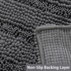 Alternate image 3 for PrimeBeau Striped Bath Rugs for Bathroom Anti-Slip Bath Mats Soft Plush Chenille Shaggy Mat, Gray, 47" x 17" Plus 17" x 24"