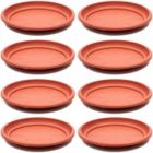 Alternate image 0 for Juvale Round Plastic Planter Base Trays, Terra Cotta Colored Drainage Saucer (12 In, 8 Pack)
