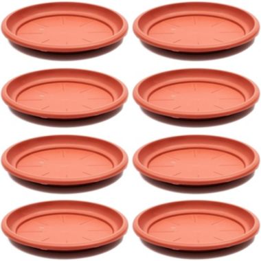 Juvale Round Plastic Planter Base Trays, Terra Cotta Colored Drainage Saucer (12 In, 8 Pack). View a larger version of this product image.