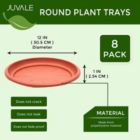 Alternate image 1 for Juvale Round Plastic Planter Base Trays, Terra Cotta Colored Drainage Saucer (12 In, 8 Pack)