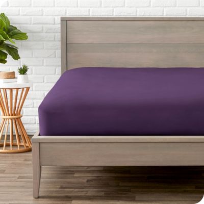 Bare Home Fitted Bottom Sheet - Premium 1800 Ultra-Soft Wrinkle Resistant Microfiber - Hypoallergenic - Deep Pocket (Plum, Queen)