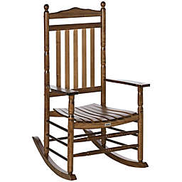 Outsunny Wooden Rocking chair Traditional Porch Rocker for Outdoor Indoor Use Natural