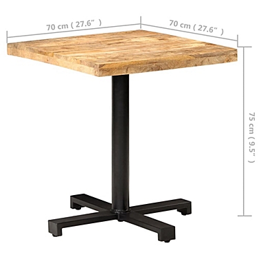 vidaXL Bistro Table Square 27.6"x27.6"x29.5" Rough Mango Wood. View a larger version of this product image.