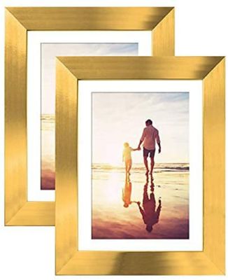 TWING Gold Picture Frame 6 Packs 5x7 Wood Displays 4x6 Photo Frame with Mat o... 