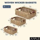 Alternate image 1 for Juvale Woven Wicker Baskets with Handles in 3 Sizes for Home Organization (3 Pack)