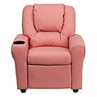 Alternate image 2 for Flash Furniture Contemporary Pink Vinyl Kids Recliner With Cup Holder And Headrest - Pink Vinyl