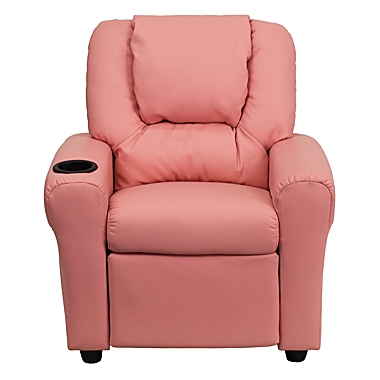 Flash Furniture Contemporary Pink Vinyl Kids Recliner With Cup Holder And Headrest - Pink Vinyl. View a larger version of this product image.