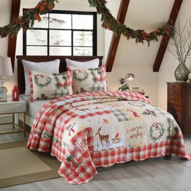 MarCielo 3 Piece Christmas Quilt Bedspread Set B021. View a larger version of this product image.