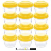 WeeSprout 12 Pieces Small Plastic Containers with Lids in Yellow