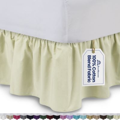 MOHAP Beige Bed Skirt 18" Drop Dust Ruffle Wrap Around Bed Microfiber Queen Size 