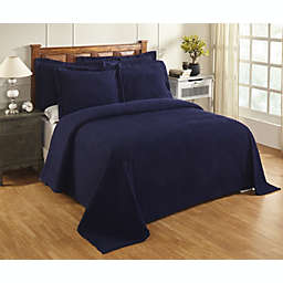 Queen Jullian Collection 100% Cotton Tufted Unique Luxurious Bold Stripes Design Bedspread Navy - Better Trends