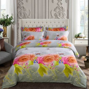 Dolce Mela Home Decorative King Size Duvet Cover Set, 6 Piece Luxury Floral Bedding, Innocence Dm723K. View a larger version of this product image.