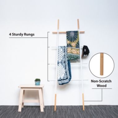 Innoka Decorative Blanket Ladder For Living Room Bedroom Bathroom, White. View a larger version of this product image.