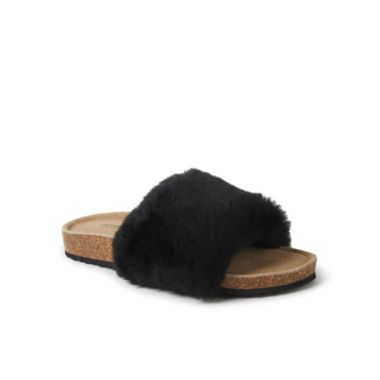 Dearfoams Womens Canberra Genuine Shearling Footbed Slide. View a larger version of this product image.