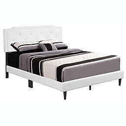 Passion Furniture Wooden Deb White Adjustable Queen Panel Bed with Slat Support