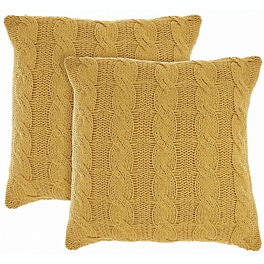 Mina Victory Life Styles Cotton Knitted 2Pack set2 Yellow Indoor Throw Pillow. View a larger version of this product image.