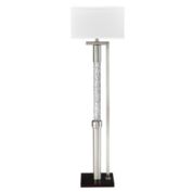Lazzara Home Jones 58 in. Satin Nickel Floor Lamp with Glass Tube and Fabric Shade
