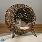 Alternate image 3 for PawHut 20.5" Natural Rattan Cat House, Elevated for Comfort and Circulation, Cushion Included as Animal Bed, Brown