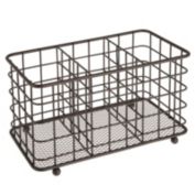 mDesign Metal Wire Kitchen Cutlery/Utensil Storage Bin, 3 Sections