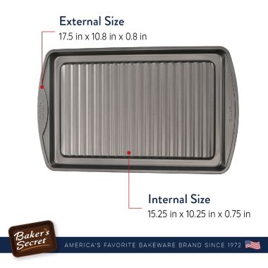 Baker's Secret 17.5" Grill Pan, Oven Tray, Thick Carbon Steel & Nonstick Coating, Dark Gray, Classic Line. View a larger version of this product image.