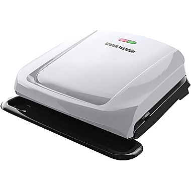 George Foreman 4 Serving Electric Indoor Grill and Panini Press in Silver. View a larger version of this product image.