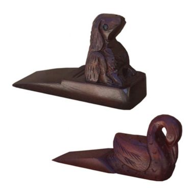 D-Art collection 2 Piece Solid Teak Wood Swan and Dog Door Stopper. View a larger version of this product image.