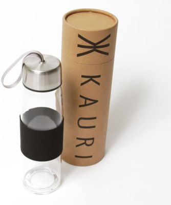 Double Wall Glass Water Bottle with Stainless Steel Infuser22 OZ by Kauri 