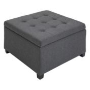 HOMCOM 42" Faux Leather Storage Ottoman Bench Organizer Chest Rectangular Footstool with Hinged Lid for Living Room, Entryway, or Bedroom - Cream White
