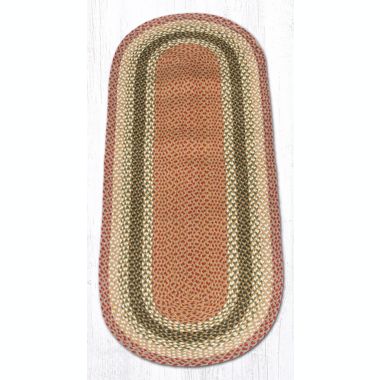 Earth Rugs C-24 Olive / Burgundy / Gray Oval Braided Rug 2 Feet X 6 Feet. View a larger version of this product image.